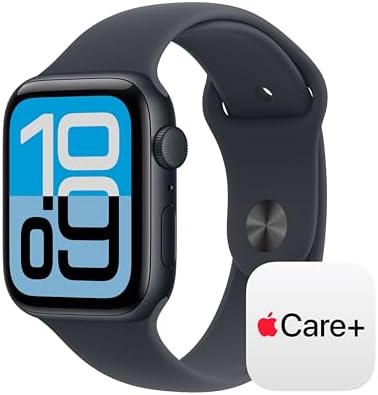 Apple Watch SE 3 [GPS 44mm] Smartwatch with Midnight Aluminium Case with Midnight Sport Band - M/L. Fitness and Sleep Trackers, Heart Rate Monitor with AppleCare+ (2 Years)