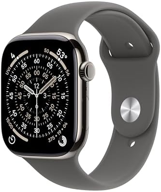 Apple Watch Series 11 [GPS + Cellular 46mm] Smartwatch with Natural Titanium Case with Stone Grey Sport Band - S/M. Sleep Score, Fitness Tracker, Health Monitoring, Always-On Display, Water Resistant