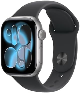 Apple Watch Series 11 [GPS 42mm] Smartwatch with Space Grey Aluminum Case with Black Sport Band - M/L. Sleep Score, Fitness Tracker, Health Monitoring, Always-On Display, Water Resistant