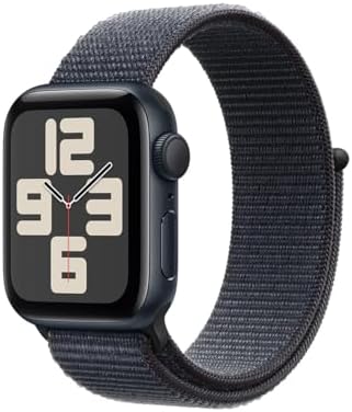 Apple Watch SE (2nd Gen) [GPS, 44mm] - Midnight Aluminum Case with Ink Sport Loop Band, One Size (Renewed)
