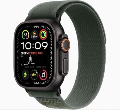 Apple Watch Ultra 2 [GPS + Cellular 49mm] - Black Titanium Case with Green Trail Loop, S/M (Renewed Premium)