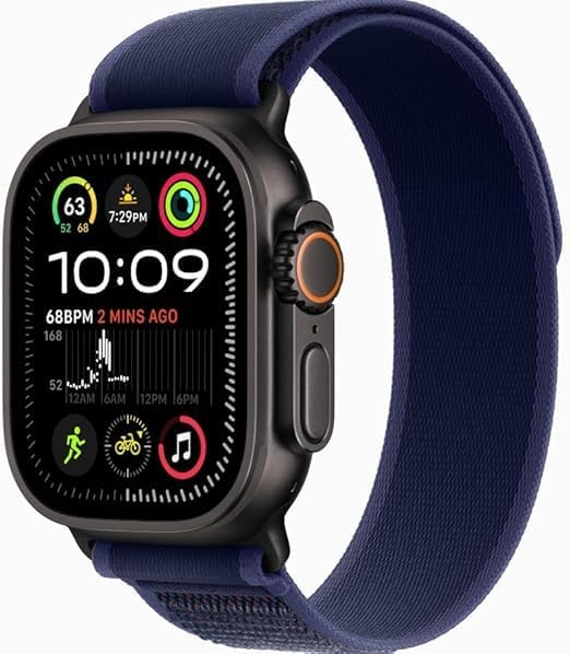 Apple Watch Ultra 2 [GPS + Cellular 49mm] - Black Titanium Case with Blue Trail Loop, S/M (Renewed Premium)