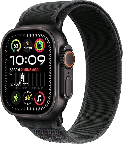 Apple Watch Ultra 2 [GPS + Cellular 49mm] - Black Titanium Case with Black Trail Loop, M/L (Renewed Premium)