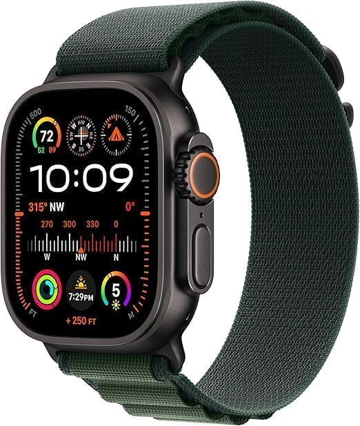 Apple Watch Ultra 2 [GPS + Cellular 49mm] - Black Titanium Case with Green Alpine Loop, L (Renewed Premium)