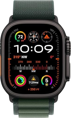Apple Watch Ultra 2 [GPS + Cellular 49mm] - Black Titanium Case with Dark Green Alpine Loop, Large (Renewed Premium)