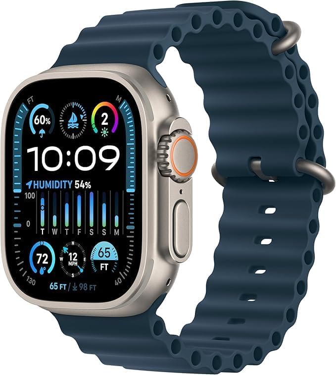 Apple Watch Ultra 2 [GPS + Cellular 49mm] - Black Titanium Case with Blue Ocean Band (Renewed)