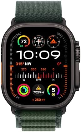 Apple Watch Ultra 2 [GPS + Cellular, 49mm] Black Titanium Case with Green Alpine Loop, M (Renewed)