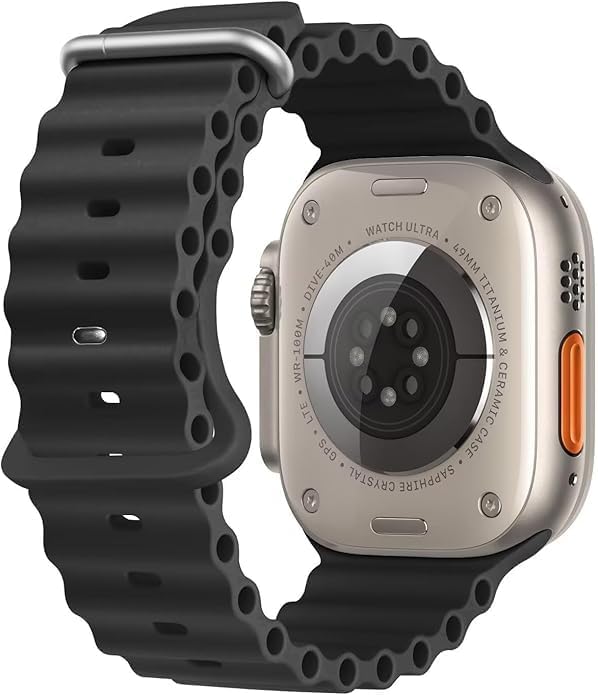Apple Watch Ultra 2 (GPS + Cellular, 49MM) - Natural Titanium Case with Black Ocean Band (Renewed)