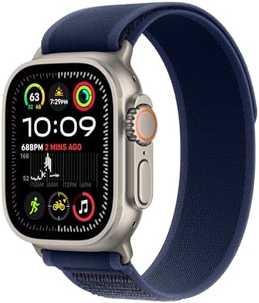 Apple Watch Ultra 2 [GPS + Cellular 49mm] Natural Titanium Case with Blue Trail Loop - M/L (Renewed)