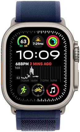 Apple Watch Ultra 2 [GPS + Cellular 49mm] Natural Titanium Case with Blue Trail Loop - M/L (Renewed)