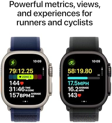 Apple Watch Ultra 2 [GPS + Cellular 49mm] Natural Titanium Case with Blue Trail Loop - M/L (Renewed)