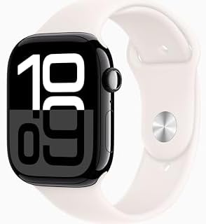 Apple Watch Series 10 [GPS + Cellular, 46mm] - Jet Black Aluminum Case with Light Blush Sport Band, S/M (Renewed)
