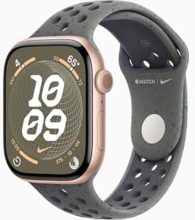 Apple Watch Series 10 [GPS + Cellular, 42mm] - Rose Gold Aluminum Case with Cargo Khaki Nike Sport Band, S/M (Renewed)