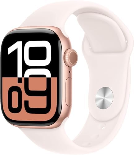 Apple Watch Series 10 [GPS, 42mm] - Rose Gold Aluminum Case with Light Blush Sport Band, M/L (Renewed)
