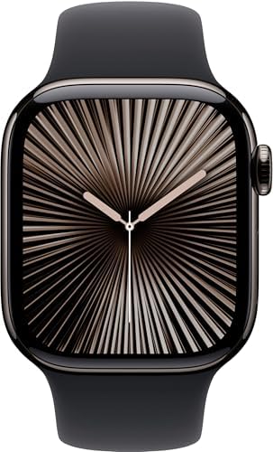 Apple Watch Series 10 [GPS + Cellular, 42mm] - Slate Titanium Case with Black Sport Band, M/L (Renewed)
