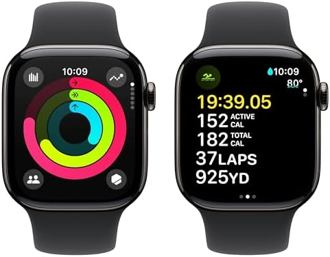 Apple Watch Series 10 [GPS + Cellular, 42mm] - Slate Titanium Case with Black Sport Band, M/L (Renewed)