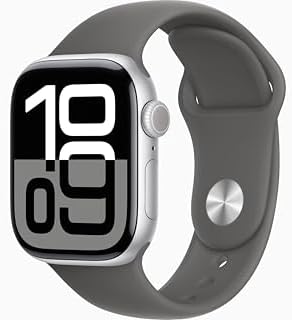 Apple Watch Series 10 [GPS, 42mm] - Silver Aluminum Case with Stone Gray Sport Band, S/M (Renewed)
