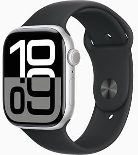 Apple Watch Series 10 [GPS, 46mm] - Silver Aluminum Case with Black Sport Band, S/M (Renewed)