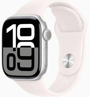 Apple Watch Series 10 [GPS, 46mm] - Silver Aluminum Case with Light Blush Sport Band, M/L (Renewed)