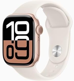 Apple Watch Series 10 [GPS, 42mm] - Rose Gold Aluminum Case with Starlight Sport...