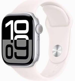 Apple Watch Series 10 [GPS, 42mm] - Silver Aluminum Case with Light Blush Sport Band, S/M (Renewed)