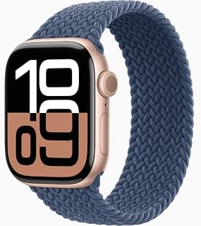 Apple Watch Series 10 [GPS + Cellular, 42mm] - Rose Gold Aluminum Case with Denim Sport Band, M/L (Renewed)