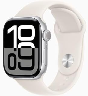 Apple Watch Series 10 [GPS, 46mm] - Silver Aluminum Case with Starlight Sport Band, S/M (Renewed)