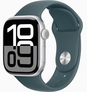 Apple Watch Series 10 [GPS + Cellular, 42mm] - Silver Aluminum Case with Lake Green Sport Band, M/L (Renewed)