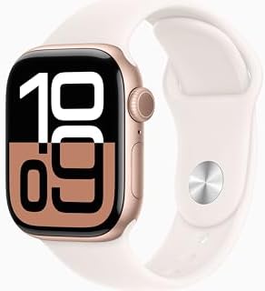 Apple Watch Series 10 [GPS + Cellular, 46mm] - Rose Gold Aluminum Case with Starlight Sport Band, S/M (Renewed)