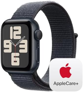 Apple Watch SE (2nd Gen) [GPS 40mm] Smartwatch with Midnight Aluminium Case with Ink Sport Loop One Size. Fitness and Sleep Trackers, Crash Detection, Heart Rate Monitor, Carbon Neutral