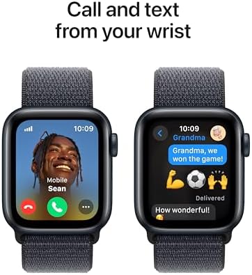 Apple Watch SE (2nd Gen) [GPS 40mm] Smartwatch with Midnight Aluminium Case with Ink Sport Loop One Size. Fitness and Sleep Trackers, Crash Detection, Heart Rate Monitor, Carbon Neutral