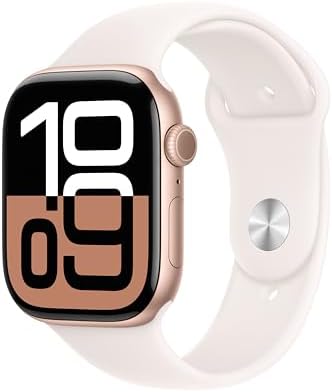 Apple Watch Series 10 [GPS 46mm case] Smartwatch with Rose Gold Aluminum Case with Light Blush Sport Band - M/L. Fitness Tracker, ECG App, Always-On Retina Display, Water Resistant
