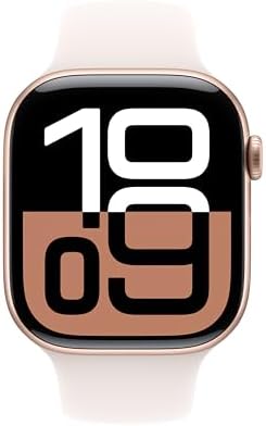 Apple Watch Series 10 [GPS 46mm case] Smartwatch with Rose Gold Aluminum Case with Light Blush Sport Band - M/L. Fitness Tracker, ECG App, Always-On Retina Display, Water Resistant