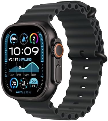 Apple Watch Ultra 2 [GPS + Cellular 49mm] Smartwatch, Sport Watch with Black Titanium Case with Black Ocean Band. Fitness Tracker, Precision GPS, Action Button, Extra-Long Battery Life