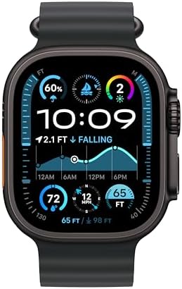 Apple Watch Ultra 2 [GPS + Cellular 49mm] Smartwatch, Sport Watch with Black Titanium Case with Black Ocean Band. Fitness Tracker, Precision GPS, Action Button, Extra-Long Battery Life