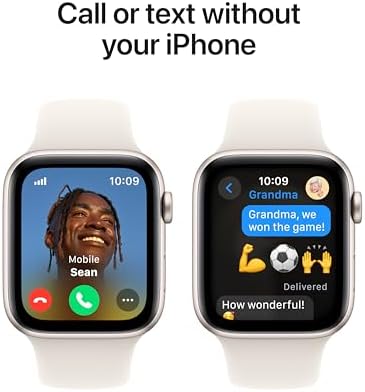 Apple Watch SE (2nd Gen) [GPS + Cellular 44mm] Smartwatch with Starlight Aluminum Case with Starlight Sport Band S/M. Fitness and Sleep Trackers, Crash Detection, Heart Rate Monitor, Retina Display