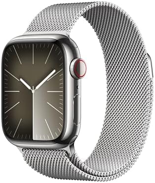 Apple Watch Series 9 [GPS + Cellular 41mm] Smartwatch with Graphite Stainless Steel Case with Graphite Milanese Loop. Fitness Tracker, Blood Oxygen & ECG Apps, Always-On Retina Display (Renewed)