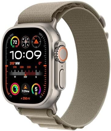 Apple Watch Ultra 2 [GPS + Cellular 49mm] Smartwatch with Rugged Titanium Case & Olive Alpine Loop Large. Fitness Tracker, Precision GPS, Action Button, Extra-Long Battery Life