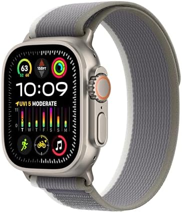 Apple Watch Ultra 2 [GPS + Cellular 49mm] Smartwatch with Rugged Titanium Case & Green/Gray Trail Loop M/L. Fitness Tracker, Precision GPS, Action Button, Extra-Long Battery Life