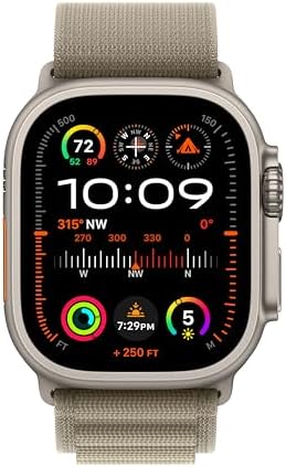 Apple Watch Ultra 2 [GPS + Cellular 49mm] Smartwatch with Rugged Titanium Case & Olive Alpine Loop Medium. Fitness Tracker, Precision GPS, Action Button, Extra-Long Battery Life