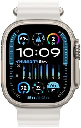 Apple Watch Ultra 2 [GPS + Cellular 49mm] Smartwatch with Rugged Titanium Case & White Ocean Band One Size. Fitness Tracker, Precision GPS, Action Button, Extra-Long Battery Life