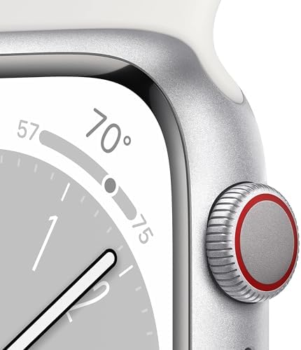 Apple Watch Series 8 [GPS + Cellular, 41mm] - Silver Aluminum Case with White Sport Band, M/L (Renewed)