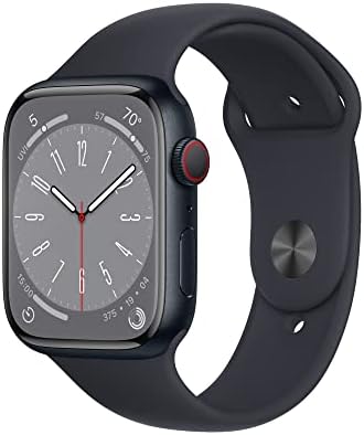 Apple Watch Series 8 [GPS + Cellular 45mm] Smart Watch w/Midnight Aluminum Case with Midnight Sport Band - M/L. Fitness Tracker, Blood Oxygen & ECG Apps, Always-On Retina Display, Water Resistant
