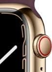 Apple Watch Series 7 (GPS + Cellular, 45MM) - Gold Stainless Steel Case with Dark Cherry Sport Band (Renewed)