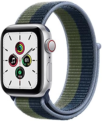 Apple Watch SE (Gen 1) [GPS + Cellular 40mm] Smart Watch w/Silver Aluminium Case with Abyss Blue/Moss Green Sport Loop. Fitness & Activity Tracker, Heart Rate Monitor, Retina Display, Water Resistant