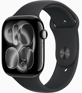 Apple Watch Series 11 [GPS + Cellular, 46mm] Jet Black Aluminum Case with Black Sport Band, M/L (Renewed)
