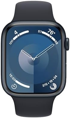 Apple Watch Series 9 [GPS 45mm] Midnight Aluminum Case with Midnight Sport Band, S/M (Renewed)