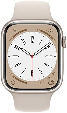 Apple Watch Series 8 [GPS + Cellular 45mm] Starlight Aluminum Case with Starlight Sport Band S/M (Renewed)