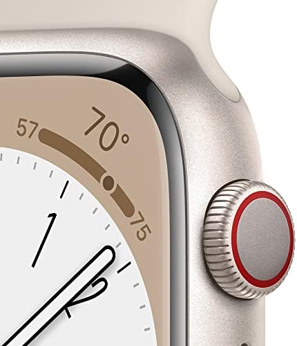 Apple Watch Series 8 [GPS + Cellular 45mm] Starlight Aluminum Case with Starlight Sport Band S/M (Renewed)