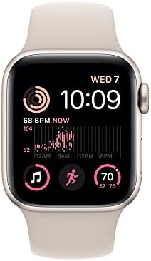 Apple Watch SE (2nd Gen) (GPS, 40mm) - Starlight Aluminum Case with Starlight Sport Band, M/L (Renewed)